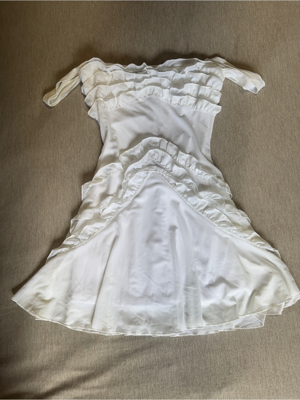 White Off Shoulder Ruffle Mini Dress Women’s Small Cottagecore